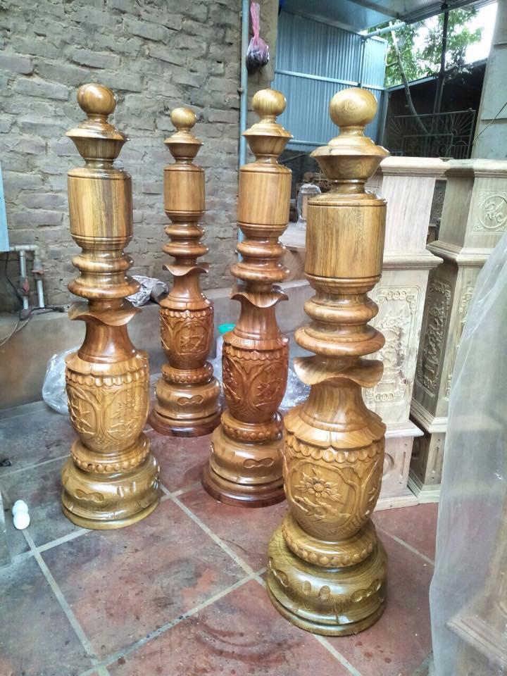 Trụ cầu thang gỗ tròn Lim Nam Phi MH - 0013